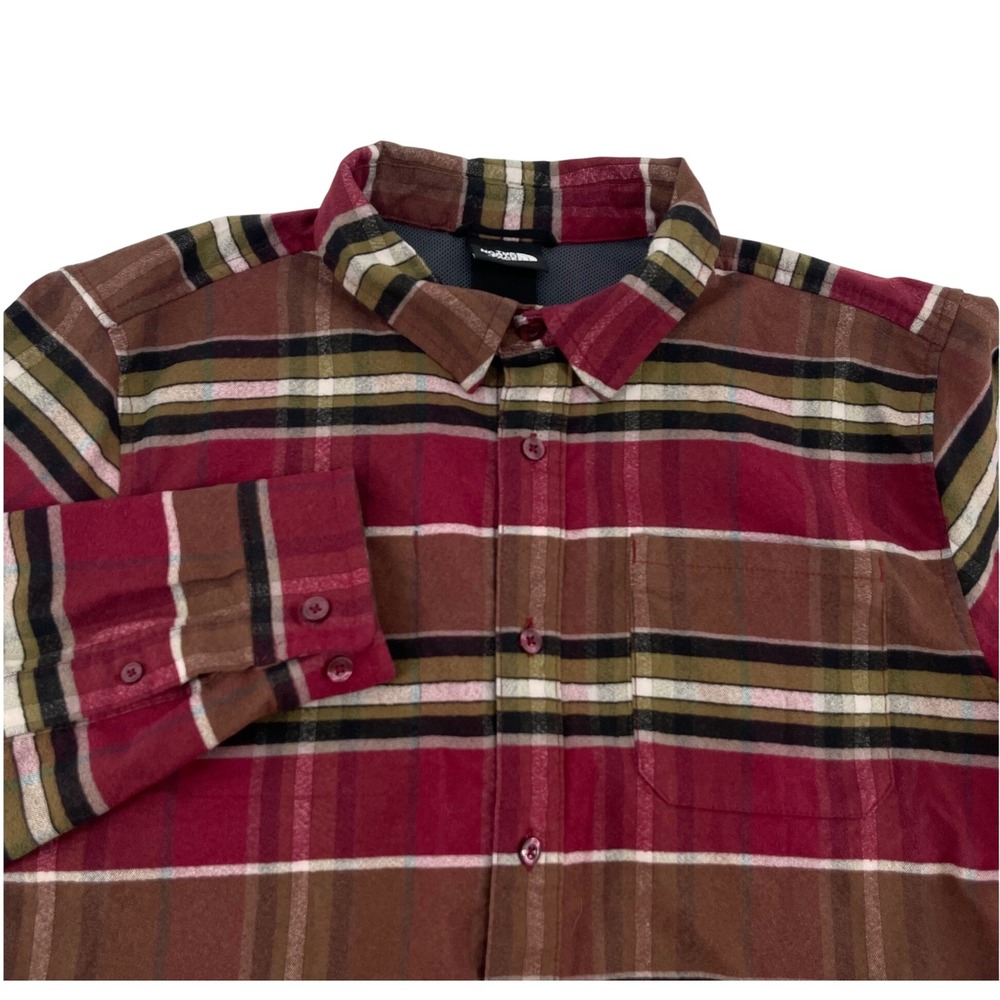 The North Face Mens Red Plaid Ventilated Long Sleeve Button Down